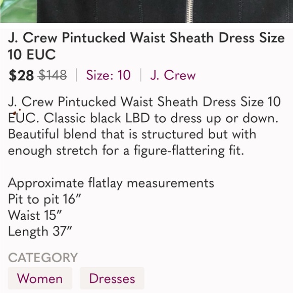 J. Crew Pintucked Waist Sheath Dress Size 10 EUC - Picture 6 of 9